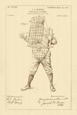 Department of the Interior. Patent Office. - Vintage Patent Illustrations: Equipment for a Baseball Catcher, 1904