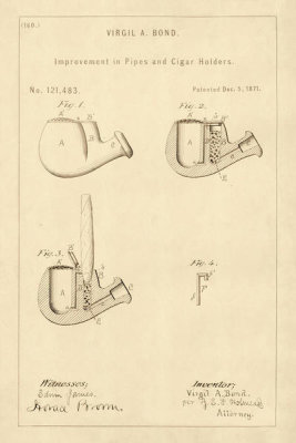 Department of the Interior. Patent Office. - Vintage Patent Illustrations: Improvement in Pipes and Cigar Holders, 1871