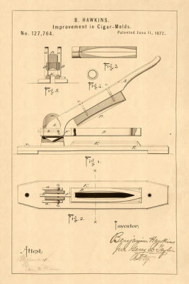 Department of the Interior. Patent Office. - Vintage Patent Illustrations: Improvement in Cigar Molds, 1872