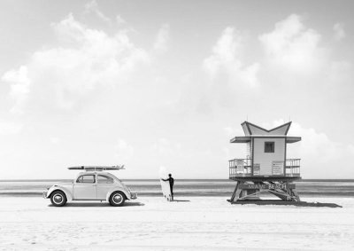 Gasoline Images - Waiting for the Waves, Miami Beach (BW)