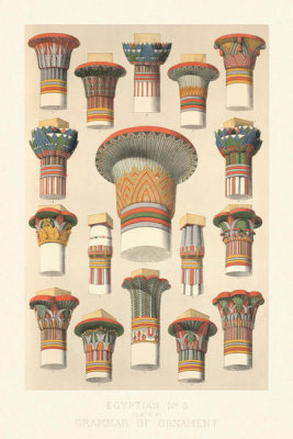 Owen Jones - Plate VI, Egyptian No. 3, from "The Grammar of Ornament by Owen Jones", ca. 1856
