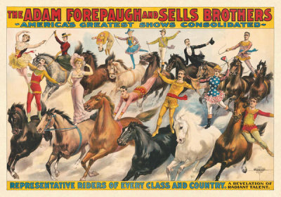 Courier Litho. Co. - Adam Forepaugh and Sells Brothers Circus:  Representative Riders of Every Class and Country, ca. 1900