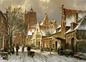 Willem Koekkoek - A Winter Street Scene