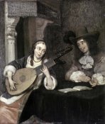Gerard ter Borch - Woman Playing The Lute