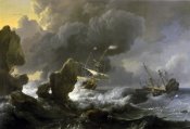 Ludolf Backhuysen - Dutch Merchantmen Driven onto a Rocky Coast in a Storm
