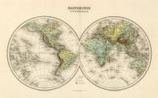 J. Migeon - Mappe Monde, Hypsometrique, 1892