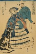 Sadahide Utagawa - American lady playing accordion (Amerika jokan hansui o gansuru no zu), 1860