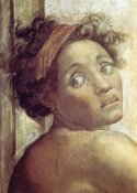 Michelangelo - Nude Figure Next To The Scene Of Noahs Sacrifice Detail 1509