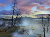 Tim Fitzharris - Steam rising from travertine formations, Minerva Terrace, Mammoth Hot Springs, Yellowstone National Park, Wyoming