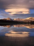 Tim Fitzharris - Lenticular clouds over Mt Dana, Mt Gibbs and Mammoth Peak reflected in flooded Tuolumne Meadows, Yosemite National Park, California