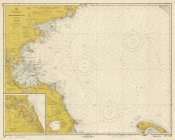 NOAA Historical Map and Chart Collection - Nautical Chart - Massachusetts Bay ca. 1970 - Sepia Tinted