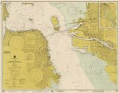 NOAA Historical Map and Chart Collection - Nautical Chart - San Francisco Bay ca. 1975 - Sepia Tinted