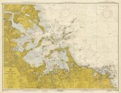 NOAA Historical Map and Chart Collection - Nautical Chart - Boston Harbor ca. 1970 - Sepia Tinted