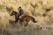 Konrad Wothe - Cowboy riding Horse, followed by two Dogs , Oregon