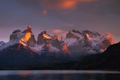 Colin Monteath - Cuernos del Paine at dawn and Lago Pehoe, Torres del Paine NP, Patagonia, Chile
