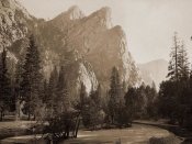 Carleton Watkins - Further Up the Valley, The Three Brothers, the highest, 3,830 ft., Yosemite, California, 1866