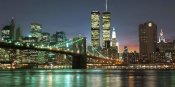 Mancini - The Brooklyn Bridge and Twin Towers at Night