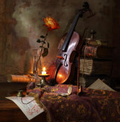 Andrey Morozov - Still Life With Violin And Rose