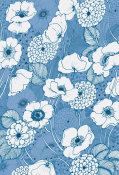 Wild Apple Portfolio - Pen and Ink Flowers on Blue