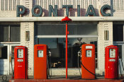 John Margolies - Four gas pumps, Weld County Garage, Rt. 85, Greeley, Colorado