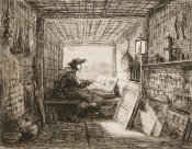 Charles Francois Daubigny - Portrait of the Artist at Work (le Botin), 1861