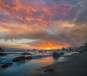 Tim Fitzharris - Sunset along coast near Arch Rock, California