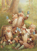 Unknown 19th Century American Lithographer - Six Gnomes Drinking Beer