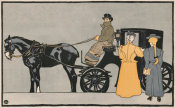 Edward Penfield - Women getting into a Carriage - art detail from Harper's for November, 1898