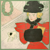 Edward Penfield - Woman and Dog on Holiday Shop - art detail from Harper's for Christmas, 1896
