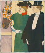Edward Penfield - Formally Dress Couple Inspecting A Racehorse - art detail from Harper's for November, 1895