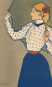 Edward Penfield - Woman with Umbrella - art detail from Harper's for April, 1897