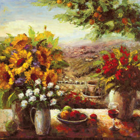 Hong - Sunflowers With Fruit And Wine I