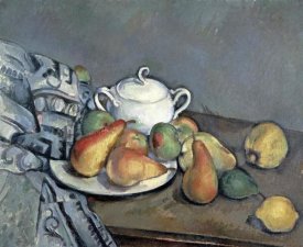Paul Cezanne - Sugar Bowl, Pears and Curtain
