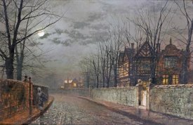John Atkinson Grimshaw - Old English House, Moonlight After Rain