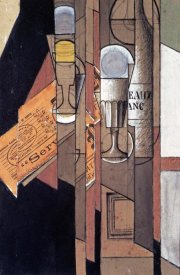 Juan Gris - Glasses, a Newspaper and a Bottle of Wine