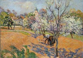 Armand Guillaumin - Two Peasants Sowing Haricots In An Orchard In Blossom