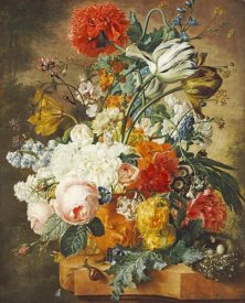 Wybrand Hendriks - Tulips, An Opium Poppy, Hyacinths, Anemones, Auricolas, Convolvuli
