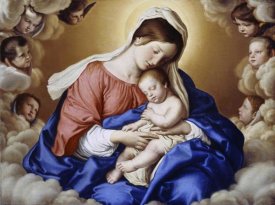 Giovanni Battista Salvi Sassoferrato - The Madonna and Child In Glory With Cherubs