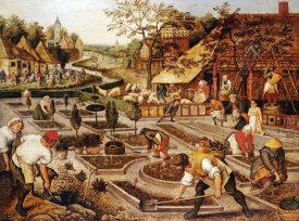 Pieter Bruegel the Elder - Spring: Gardeners, Sheep Shearers and Peasants Merrymaking