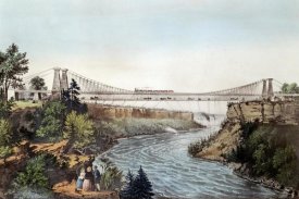 Currier and Ives - The Rail Road Suspension Bridge