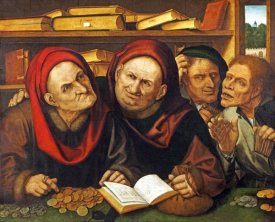 Quentin Massys - Suppliant Peasants In The Office of Two Tax Collectors