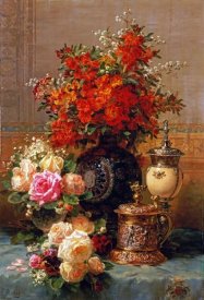 Jean-Baptiste Robie - Still Life of Roses and Other Flowers