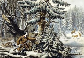 Nathaniel Currier - American Winter Sports - Deer Shooting on The Shattagee