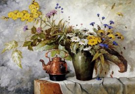 Carl H. Fischer - Cornflowers, Daisies and Other Flowers In a Vase