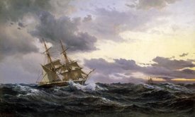 Wilhelm Melbye - Sailing Vessels In a Stormy Sea