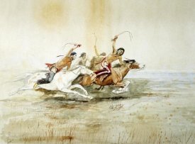 Charles M. Russell - Indian Horse Race No.4
