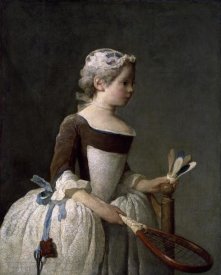 Jean-Baptiste-Siméon  Chardin - Girl With Racket and Shuttlecock