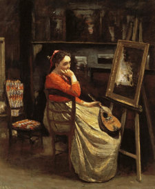 Jean-Baptiste-Camille Corot - Corot's Studio, Young Woman With a Mandolin