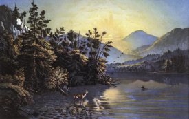 Currier and Ives - Sunrise On Lake Saranac