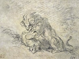 Eugene Delacroix - Lion Consuming a Sheep